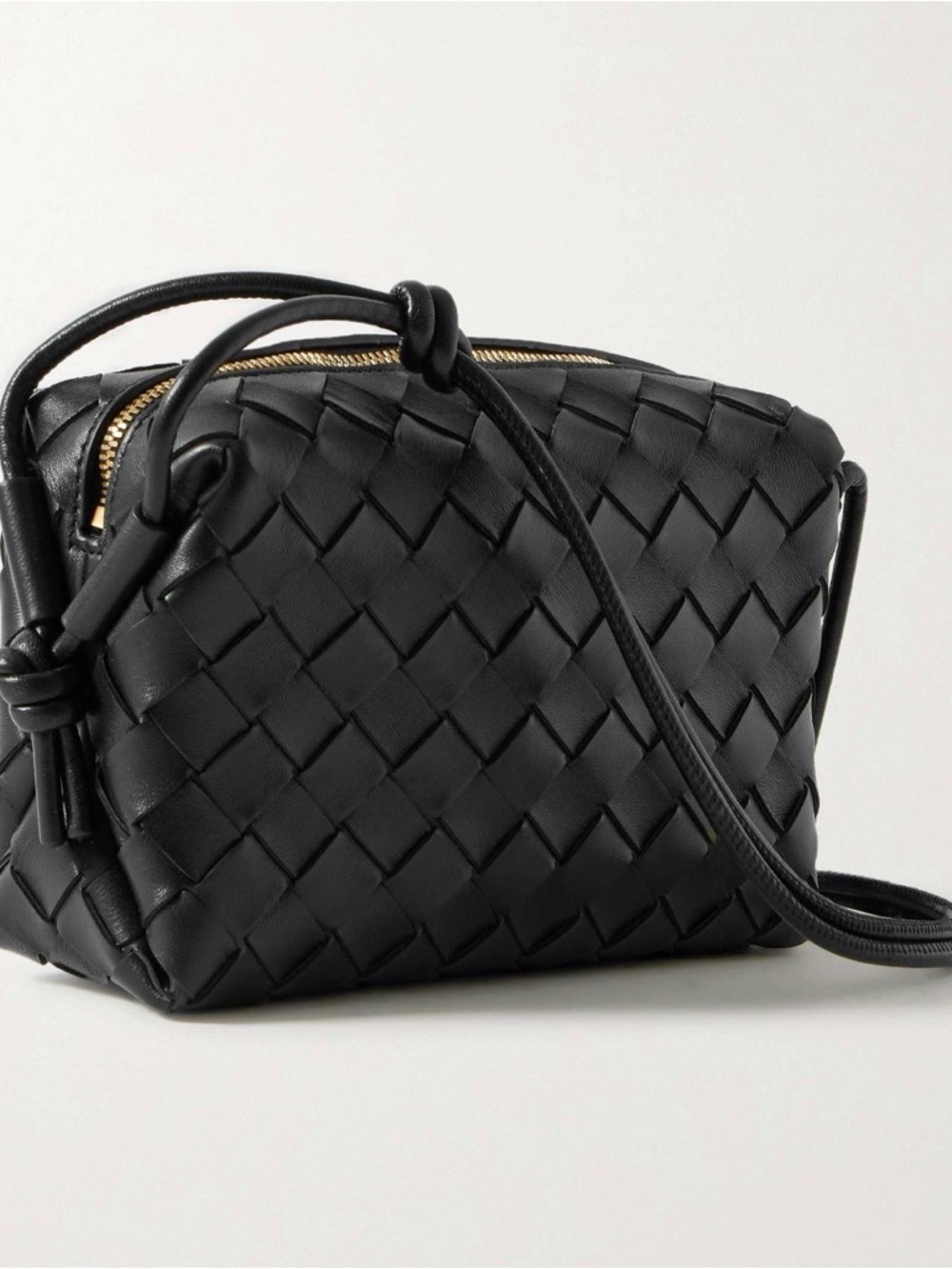 Bottega Veneta Large Loop Black Intrecciato Crossbody Bag w/ Dust Bag